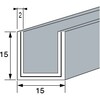 Aluminium U-profiel 15x15x15x2 mm L 3000 mm glanzend verchroomd