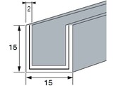 Aluminium U-profiel 15x15x15x2 mm L 3000 mm glanzend verchroomd