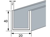 Aluminium U-profiel 40x20x40x2mm L 3000 mm