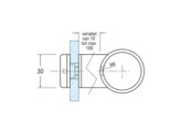 Glasplaathouder 30 mm O L 35 mm voor buis 42-48 mm O RAL 9006 zilver gemoffeld