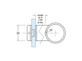 Glasplaathouder 30 mm O L 35 mm voor buis 42-48 mm O RAL 9005 zwart gemoffeld