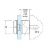 Glasplaathouder 22 mm O L 70 mm rvs gepolijst