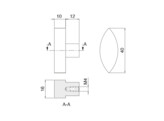 Ovale deurknop 40T 40x16x10 H 22 mm transparant glas