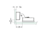 Vierkant uv-verlijmbaar scharnier glas/glas L46 5 x H17 mm naturel rvs