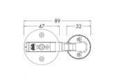 Rond uv-verlijmbaar scharnier glas/glas O 47 mm naturel rvs