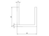 Aluminium U-profiel 20x20x20x2 mm L 3000 mm rvs effect