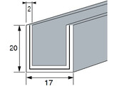 Aluminium U-profiel 20x17x20x2 mm L 3000 mm - glanzend verchroomd