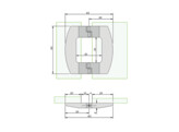 UV-verlijmbaar rvs scharnier glas-glas rechtsdraaiend