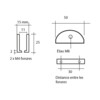 Massief messing glasplaatdrager 4806 voor 6-10 mm glas in RAL 7021 gemoffeld