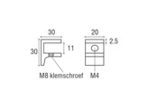 Messing F-glasplaatdrager 4803  8-10 mm glas RAL 9005 zwart gemoffeld