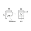 Messing F-glasplaatdrager 4803  8-10 mm glas