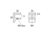 Messing F-glasplaatdrager 4803  8-10 mm glas