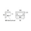 Messing F-glasplaatdrager 4807  8-10 mm glas