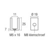 Messing glasplaatdrager 4802 rvs effect  8-10 mm glas