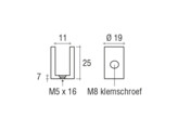 Messing glasplaatdrager 4802 rvs effect  8-10 mm glas