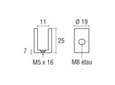 Messing glasplaatdrager 4802 rvs effect  8-10 mm glas