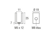 Messing glasplaatdrager 4801-S wit gemoffeld RAL 9016  8-10 mm glas