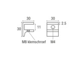 Messing F-glasplaatdrager 4805 afgerond  8-10 mm glas