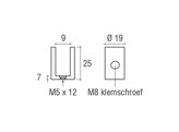 Messing glasplaatdrager 4801-S glanzend verguld  6-8 mm glas