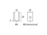 Messing glasplaatdrager 4815 wit gemoffeld RAL 9016  15 mm glas