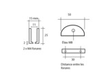 Massief messing glasplaatdrager 4806 voor 6-10 mm glas glanzend verguld